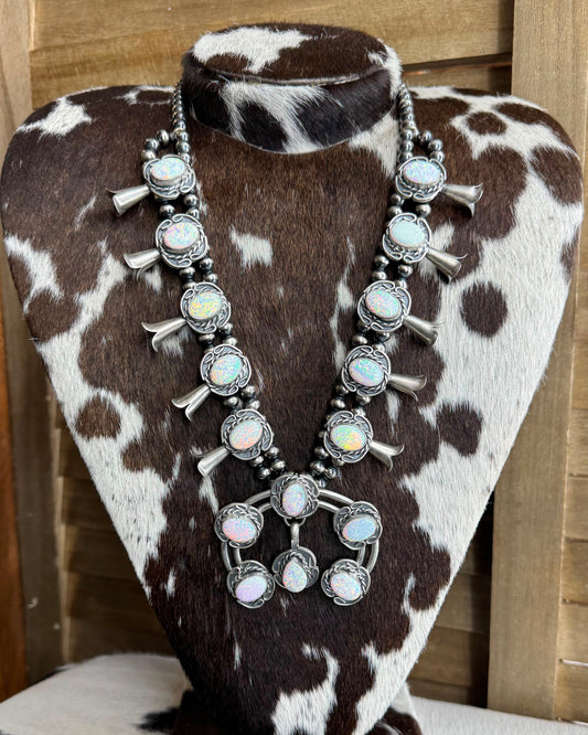 White Opal Squash Blossom Necklace *Native