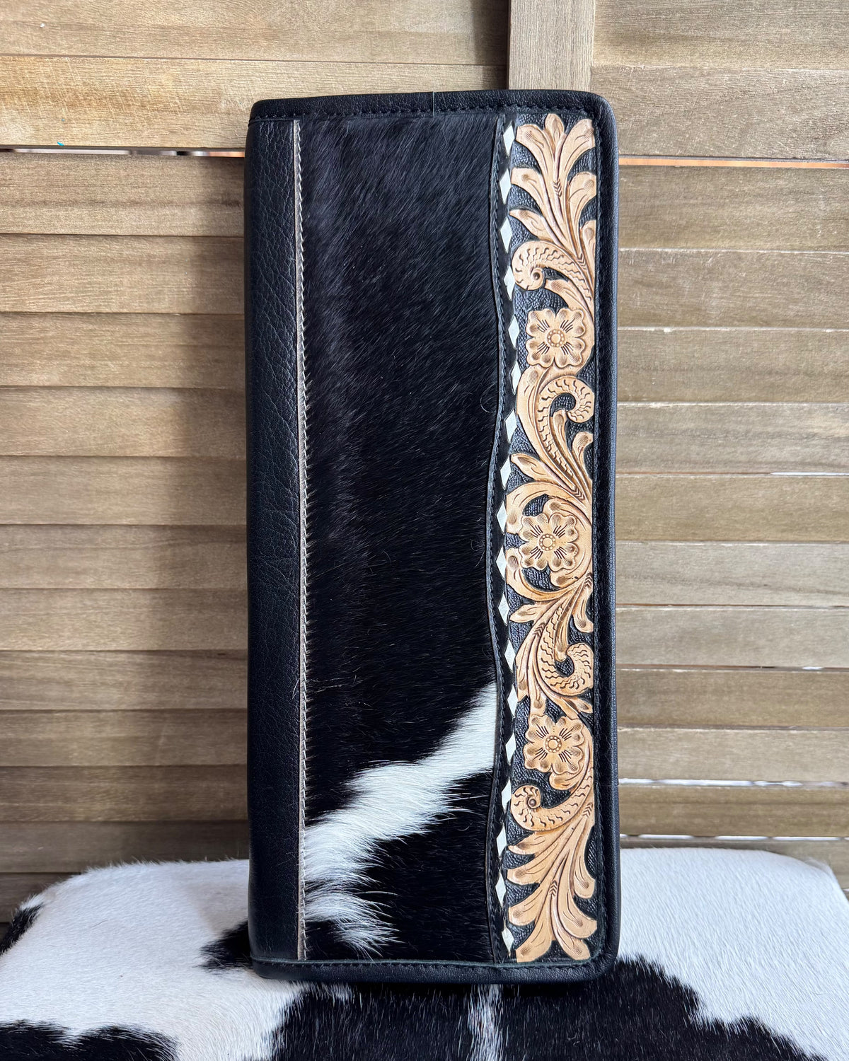 Cowhide & Tooled Jewelry Travel Jewelry Case *Black