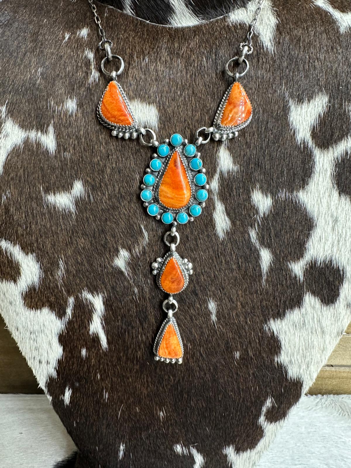 Spiny & Kingman Lariat Statement Necklace *Native