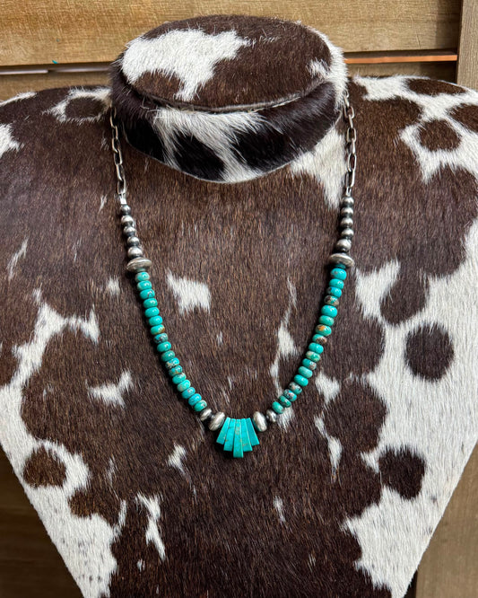 Turquoise Paperclip Chain Necklace *Native