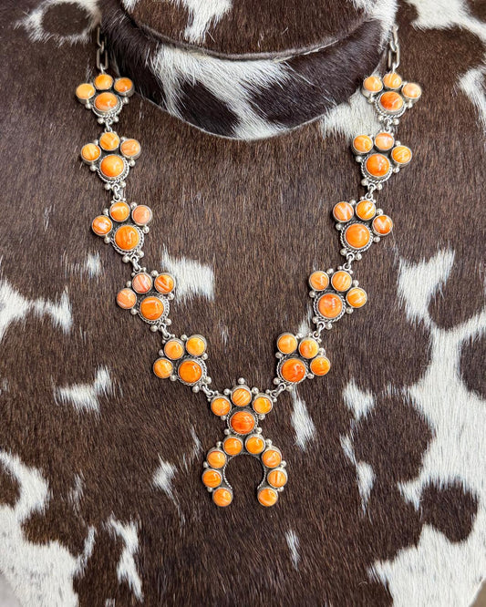 19" Federico Jimenez Orange Spiny Blossom Necklace *Native