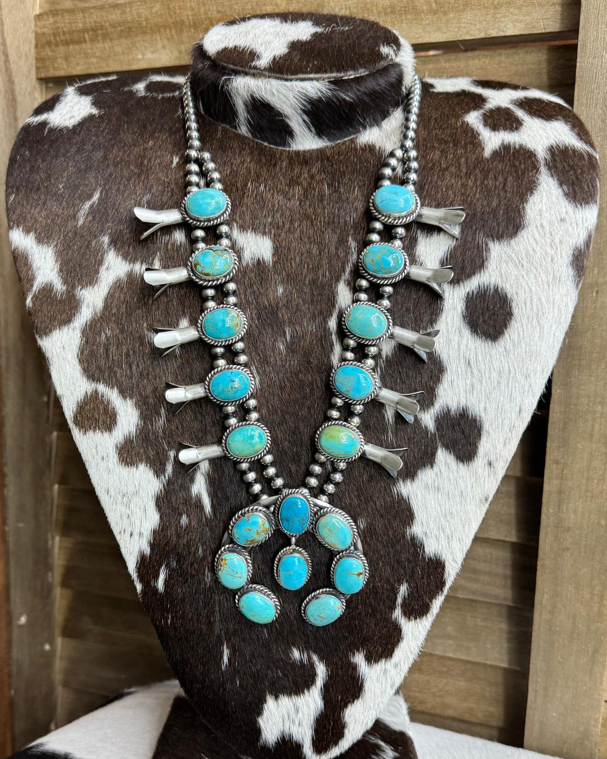 Turquoise Squash Blossom Mixed Stones Necklace *Native