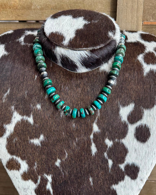 Green Turquoise Handmade Pearl Necklace *Native