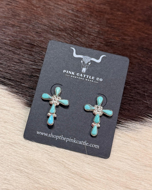 Cross Turquoise Stud *Native