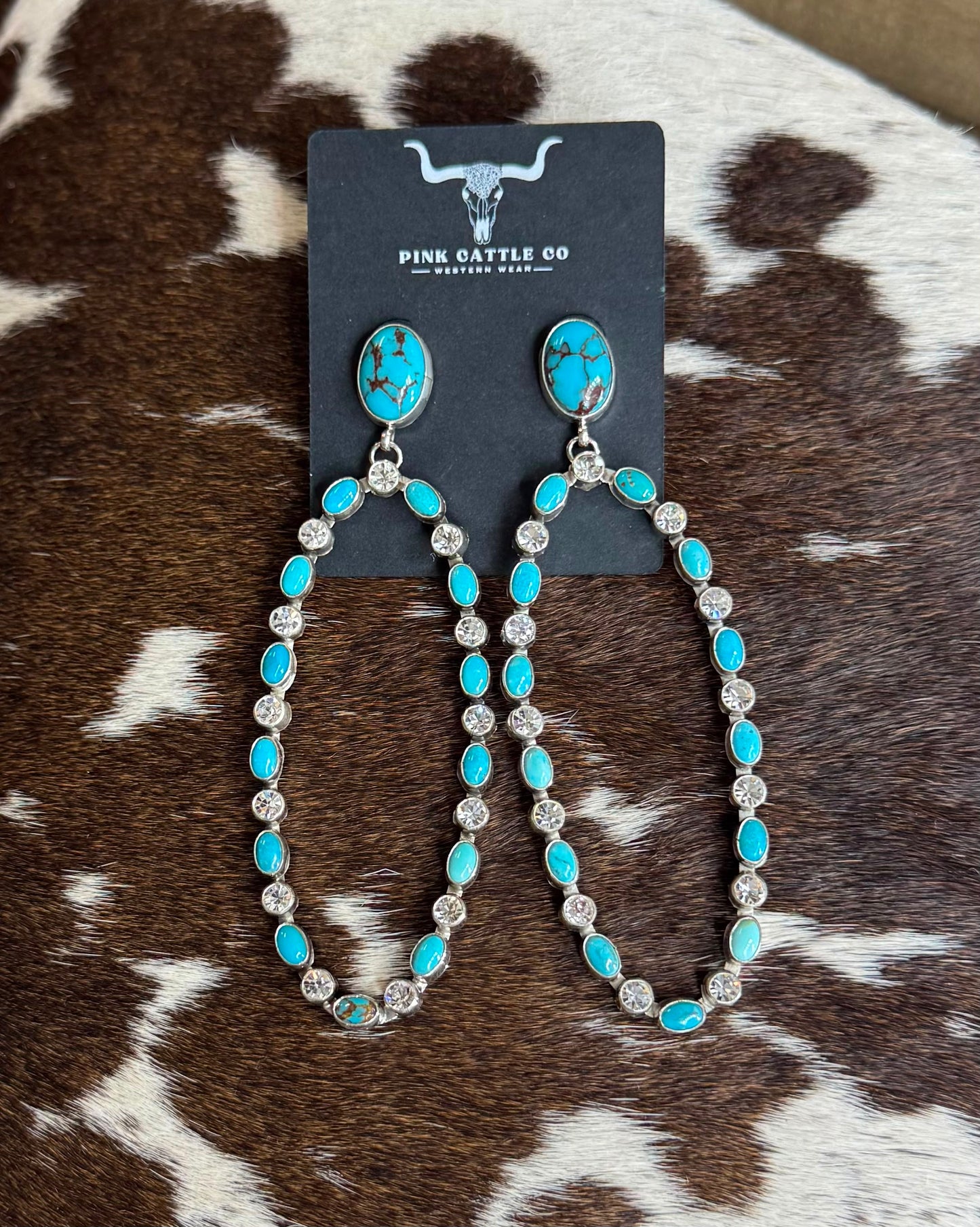 Turquoise Oval Sparkle Earrings *Native