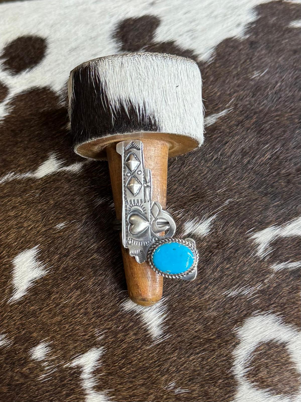 Heart Stamped Gun Adj. Ring *Native
