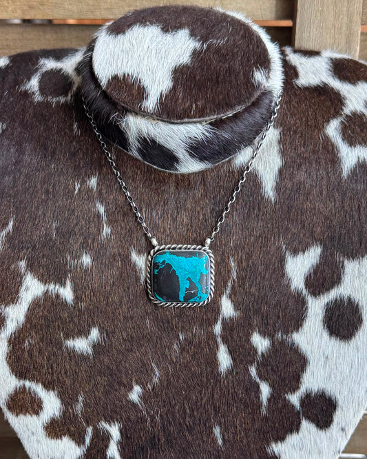 Black Buffalo Square Necklace *Native