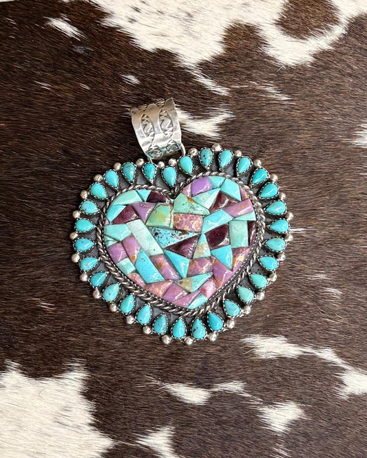 Lg Heart Cobblestone Pendant *Native