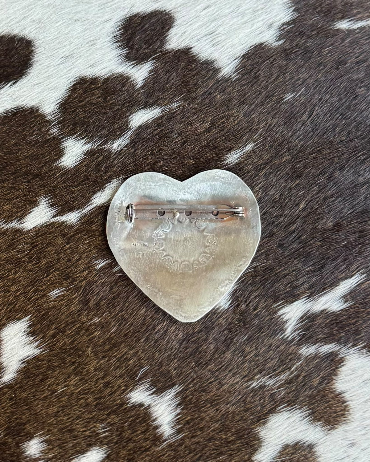 Silver Stamped Heart Pin *Native