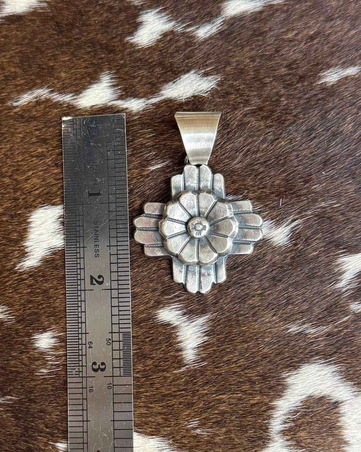Sterling Flower Cross Pendant *Native