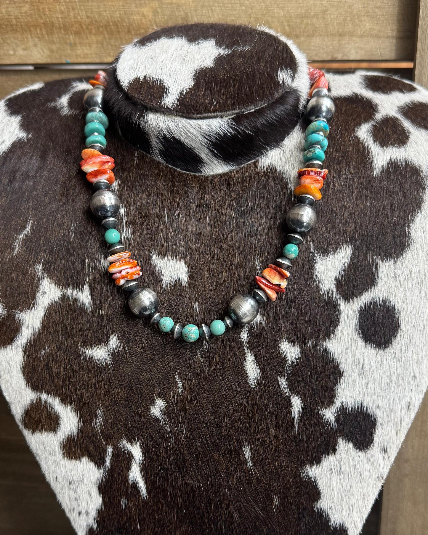 Chimney Butte Spiny & Kingman Navajo Pearl Necklace