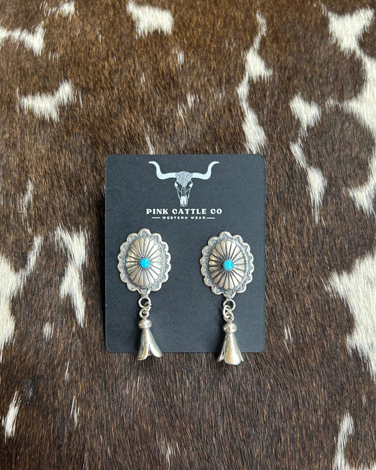 Flower Blossom Concho Dangle Earrings *Native