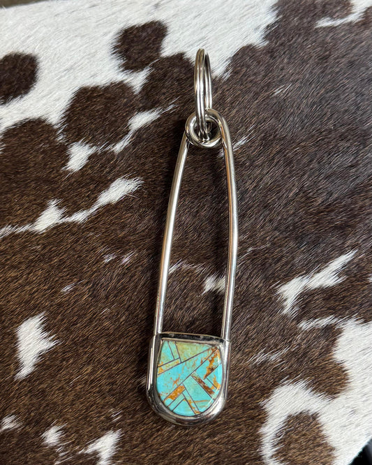 Inlay Green Turquoise Safety Pin *Native