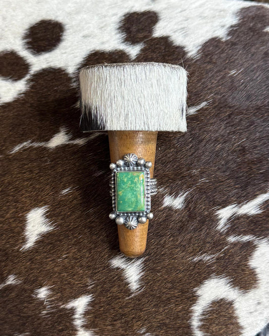 Green Starburst Rectangle Ring *Native