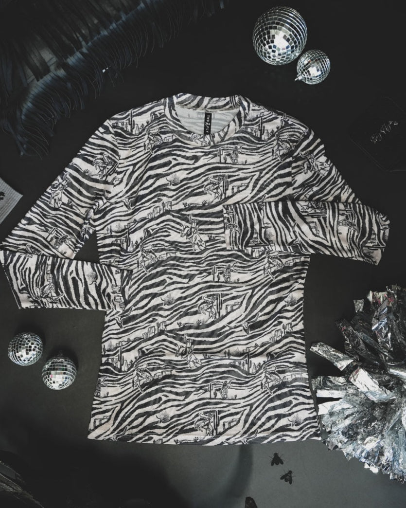 Let’s Get Mesh Zebra Wild Top