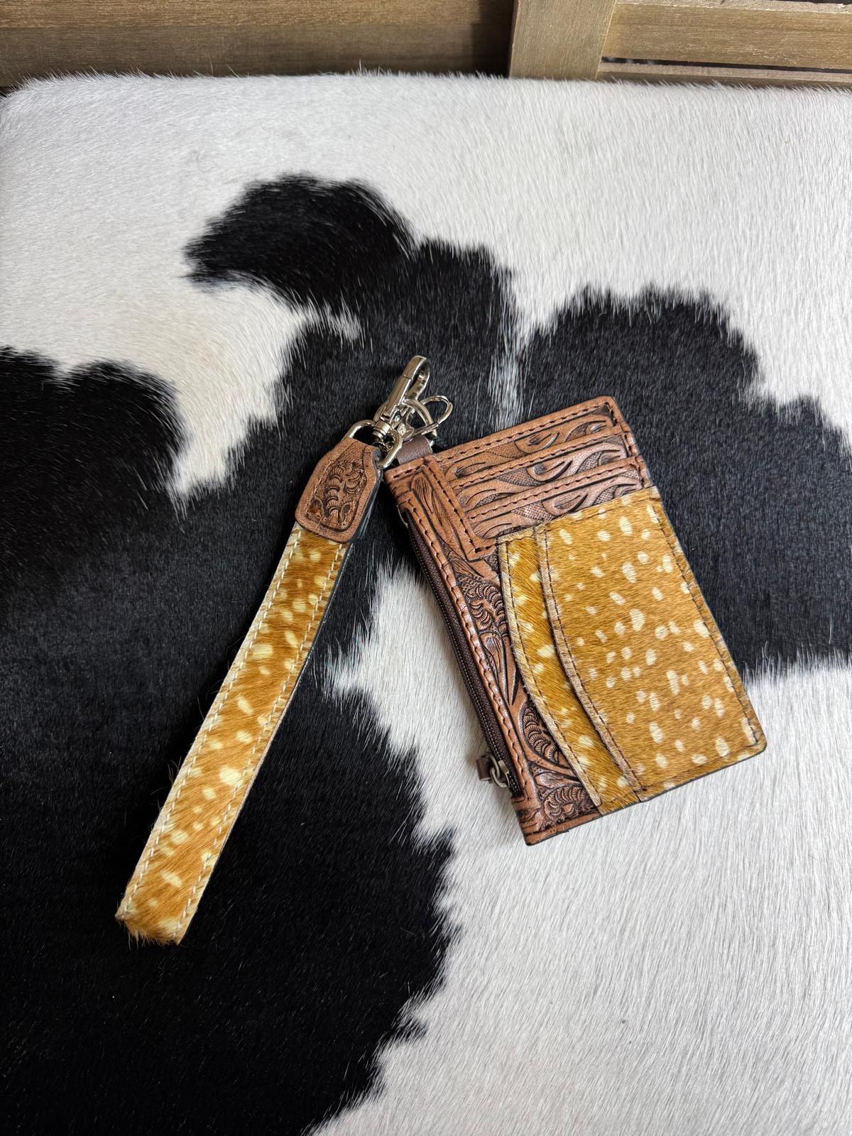 Tooled Leather Deer Axis Wristlet