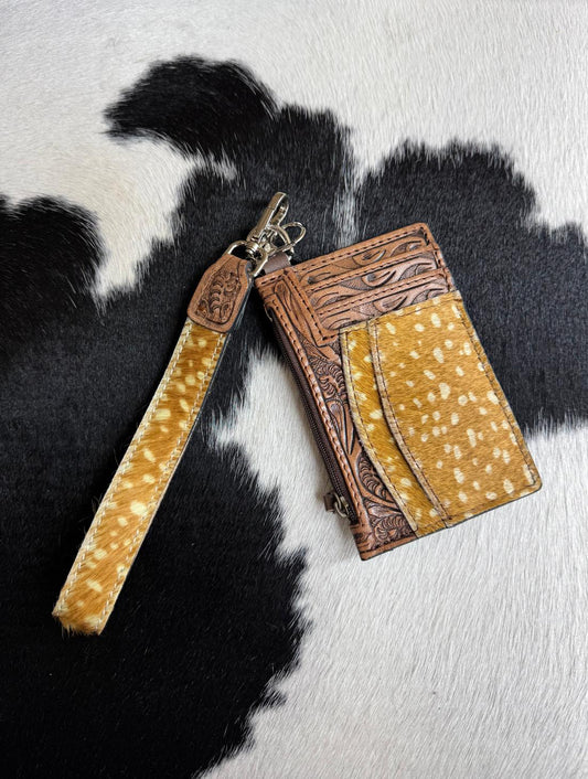 Tooled Leather Deer Axis Wristlet