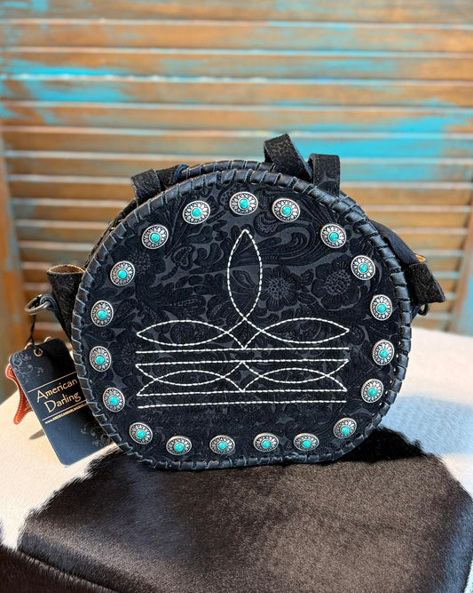 Midnight Darling Boot stitch, Concho Crossbody Handbag