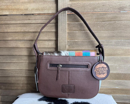 Multi Checkered & Cowhide Purse