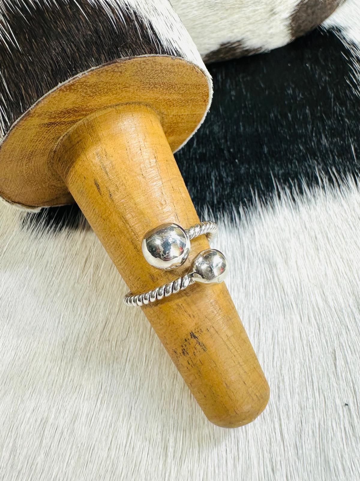 Silver 2 Ball Wrap Ring