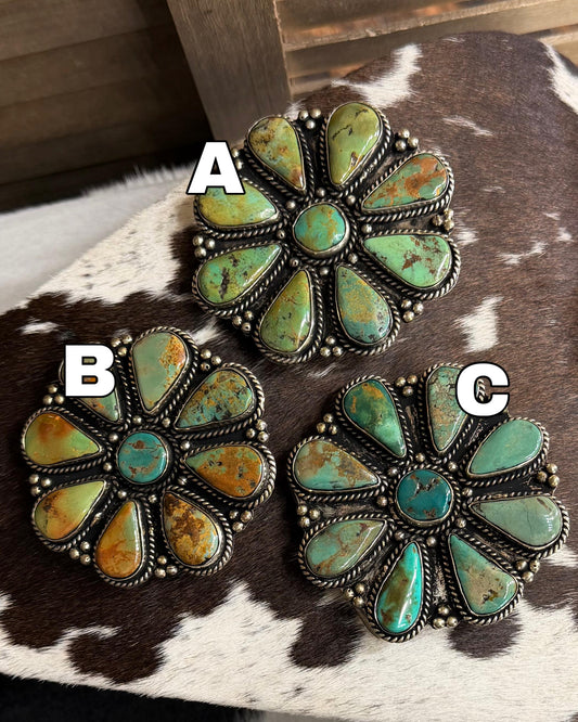 German Silver Tiber Turquoise Buckle