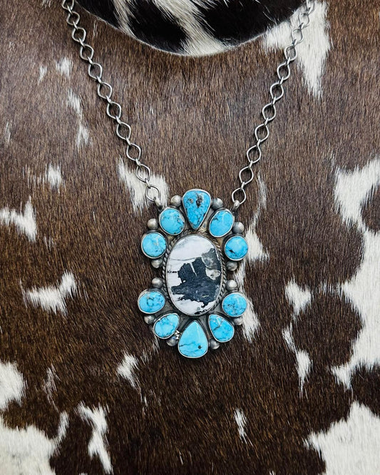 Kingman & White Buffalo Cluster Necklace *Native