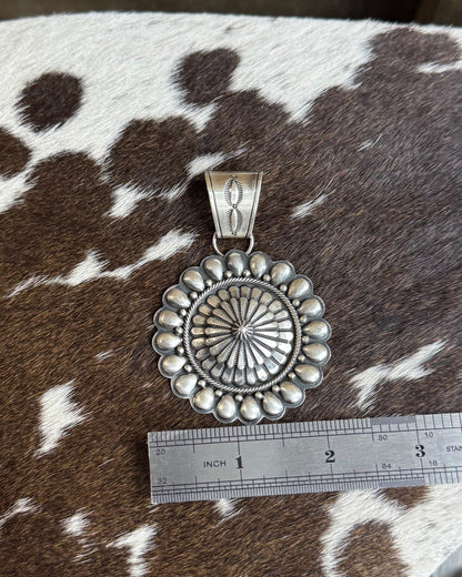 Round Silver Scalloped Pendant *Native (Copy)