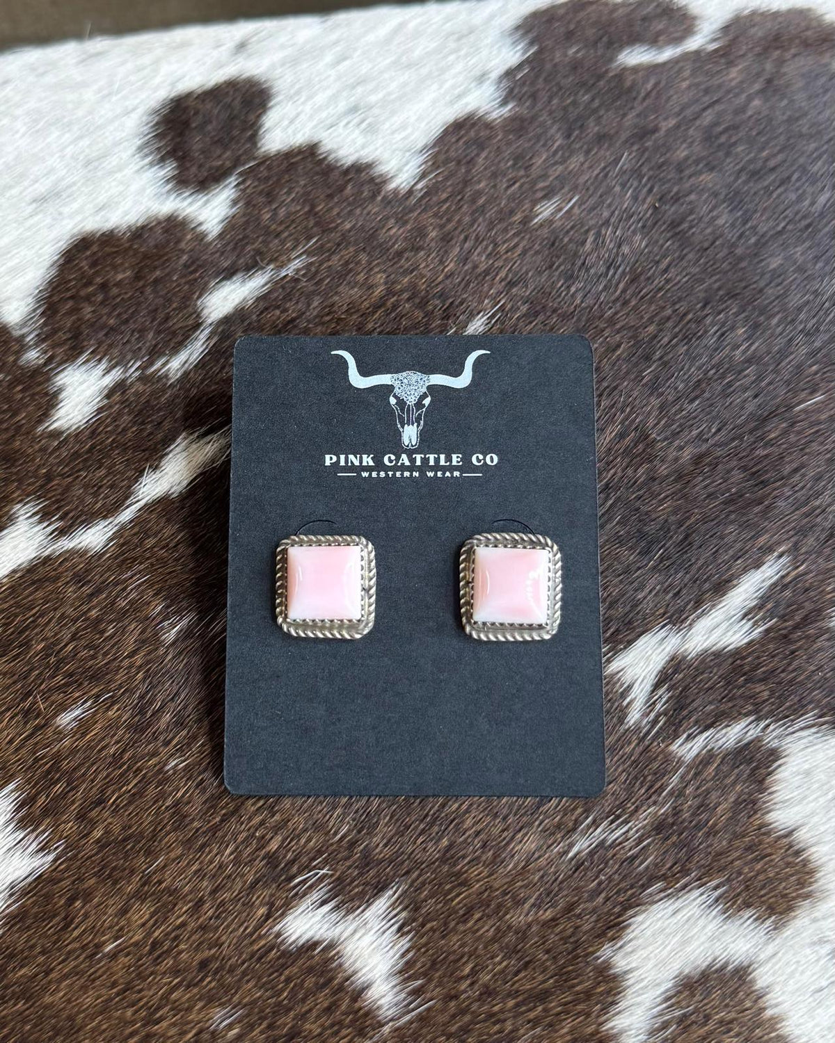 Pink Conch Square Earrings *Native