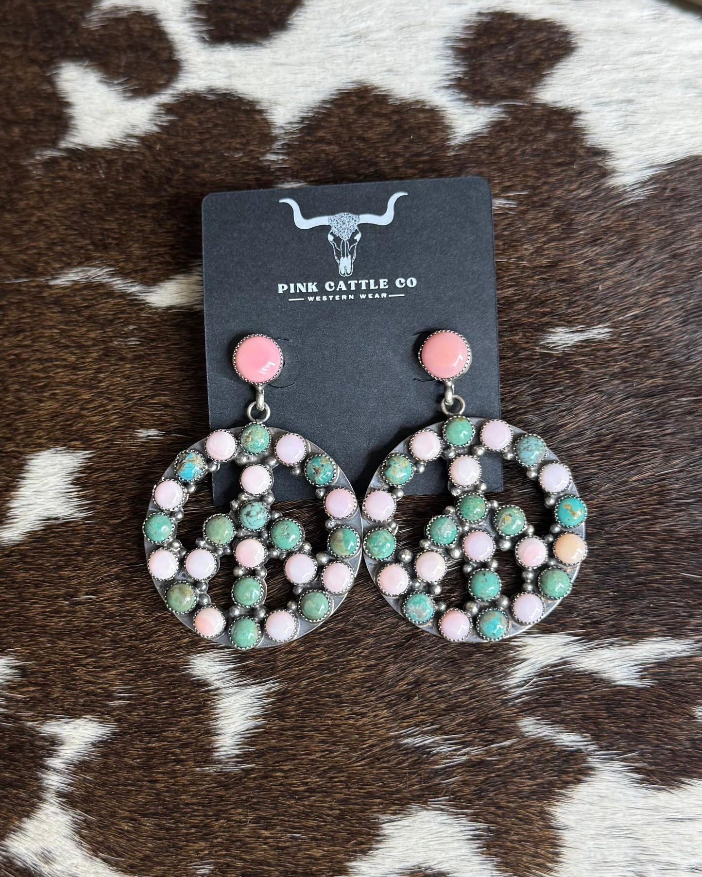Pink & Turquoise Peace Earrings *Native