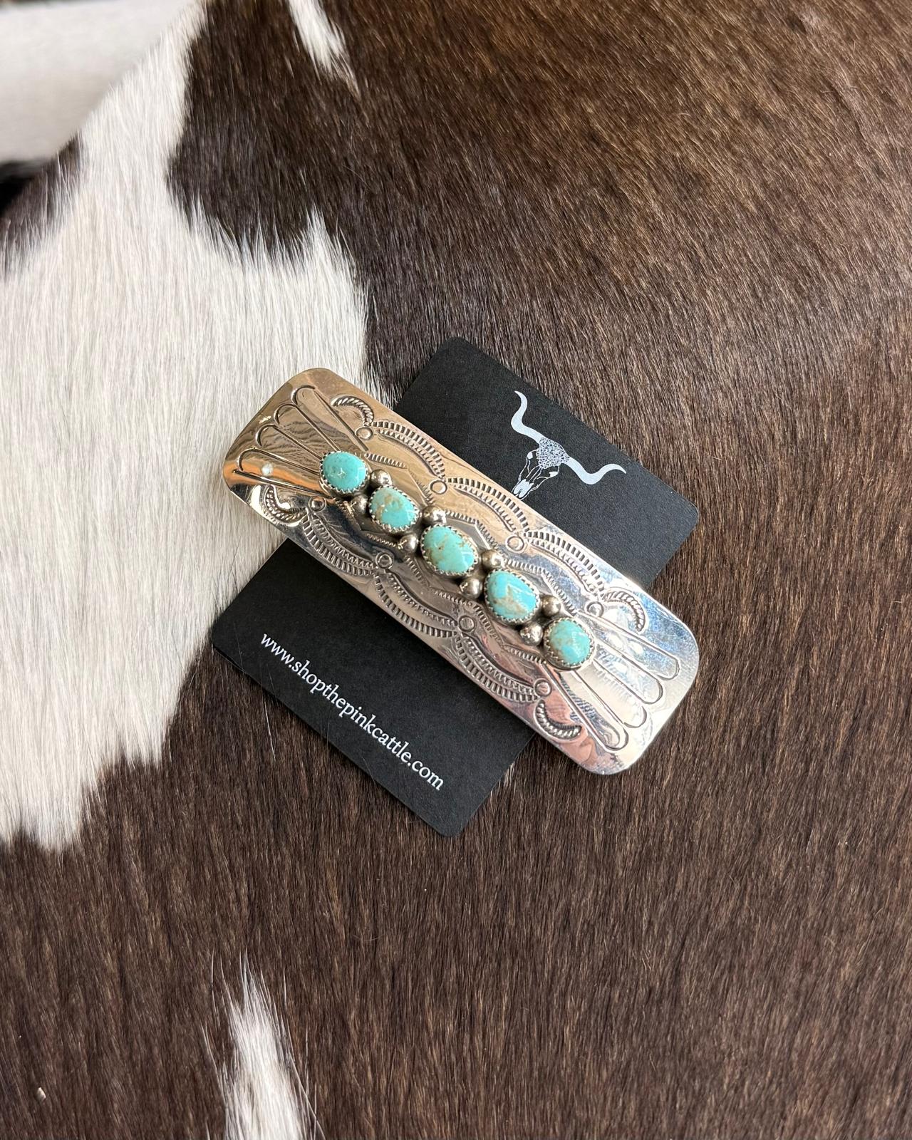 Sterling Silver & Turquoise Hair Clip *Native