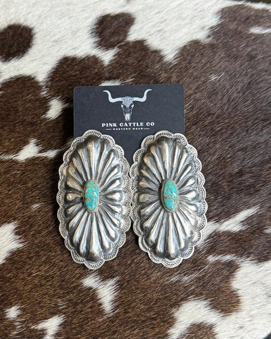 Rita Lee Webbed Kingman Concho Earrings *Native