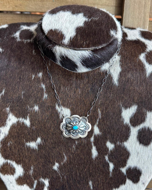 Sterling Concho Turquoise Necklace *Native