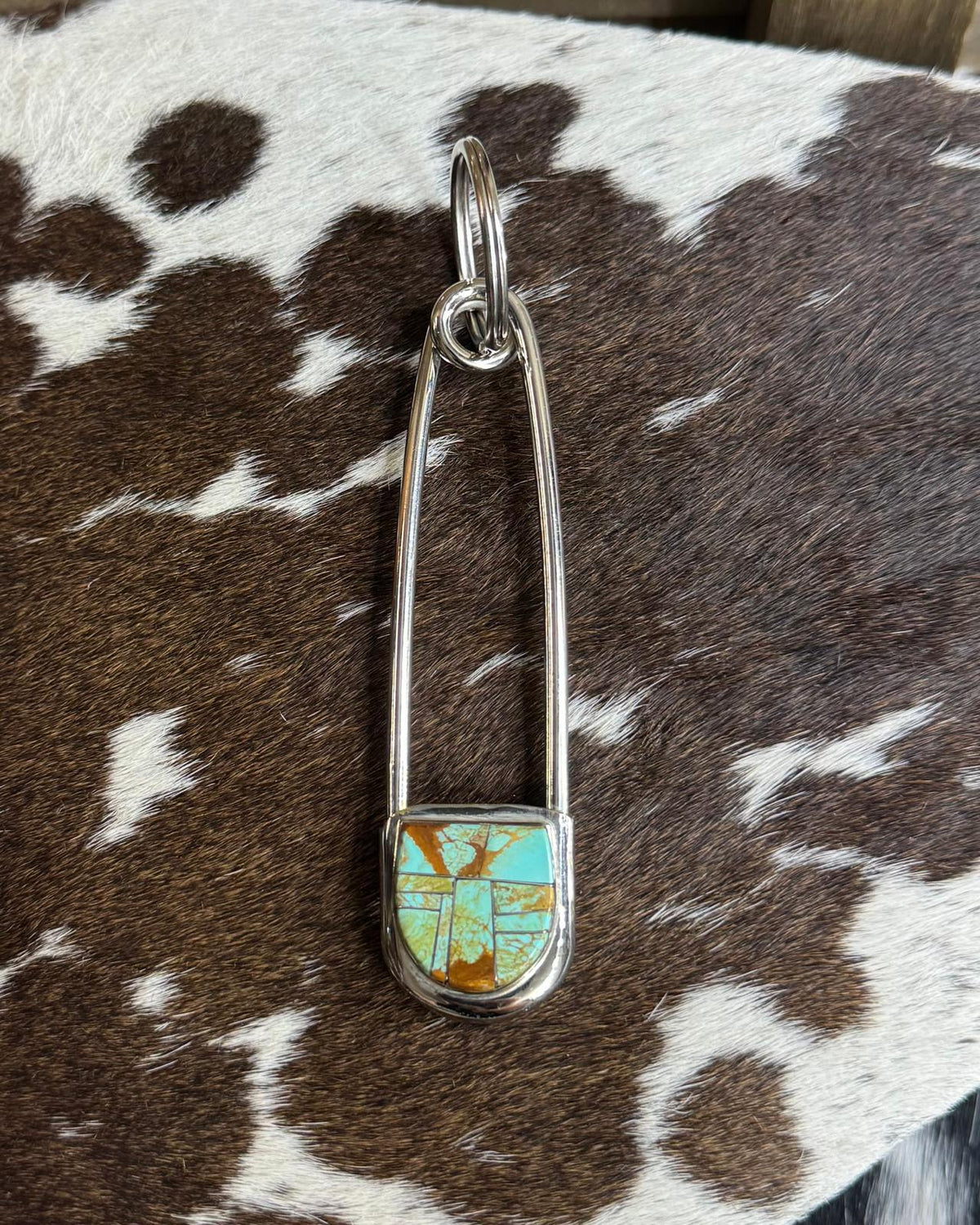 Inlay Green Turquoise Safety Pin *Native
