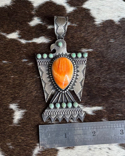 Thunderbird Orange Spiny Pendant *Native