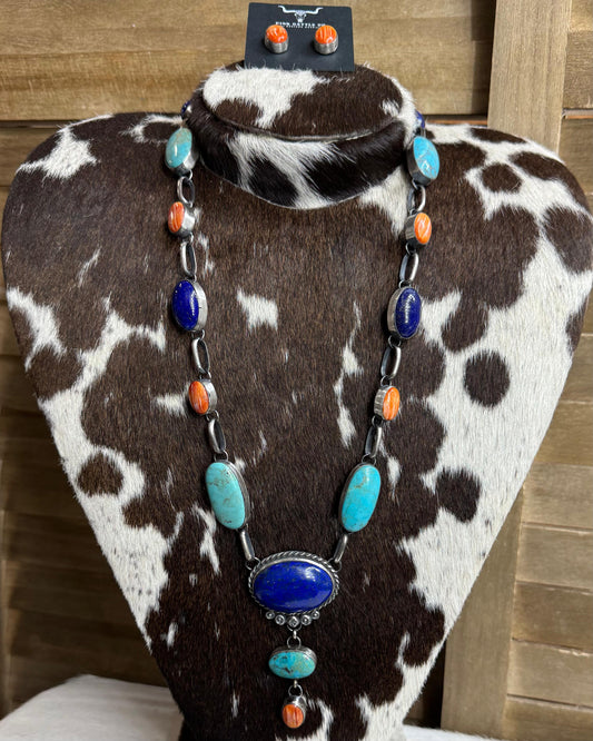 Lapis & Spiny Kingman Statement Necklace *Native