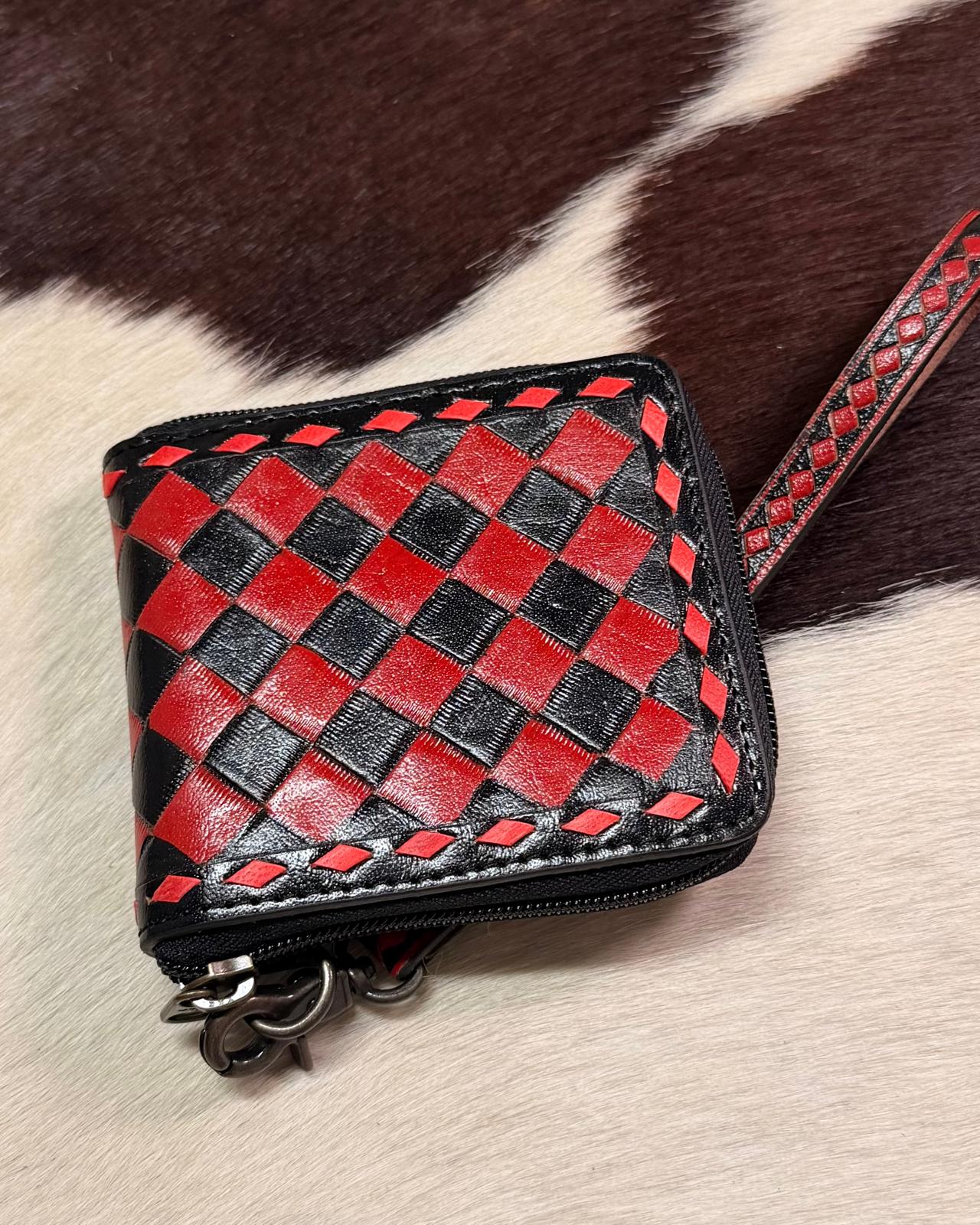 Red & Black Zipper Checkered Wrislet
