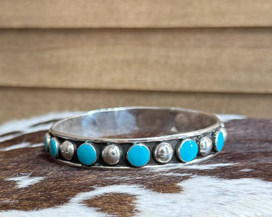 Sterling Silver & Kingman Ball Bangle