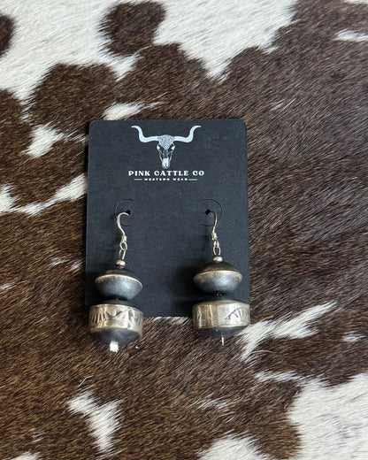 Hand Stamped Barrel and Round Pearl Set *Native