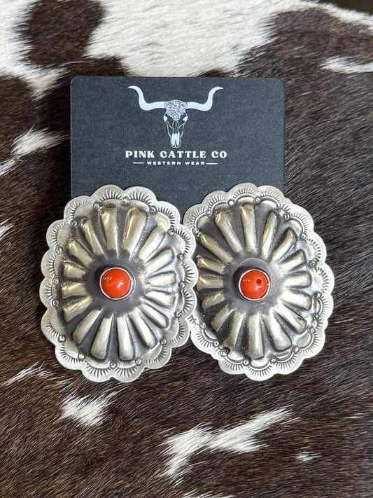 Coral Concho Earrings *Native