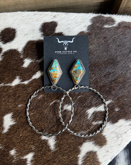 Diamond Shape Royston Twisted Hoop *Native
