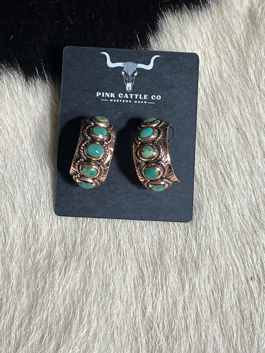 Copper & Turquoise Hoops *NonNative