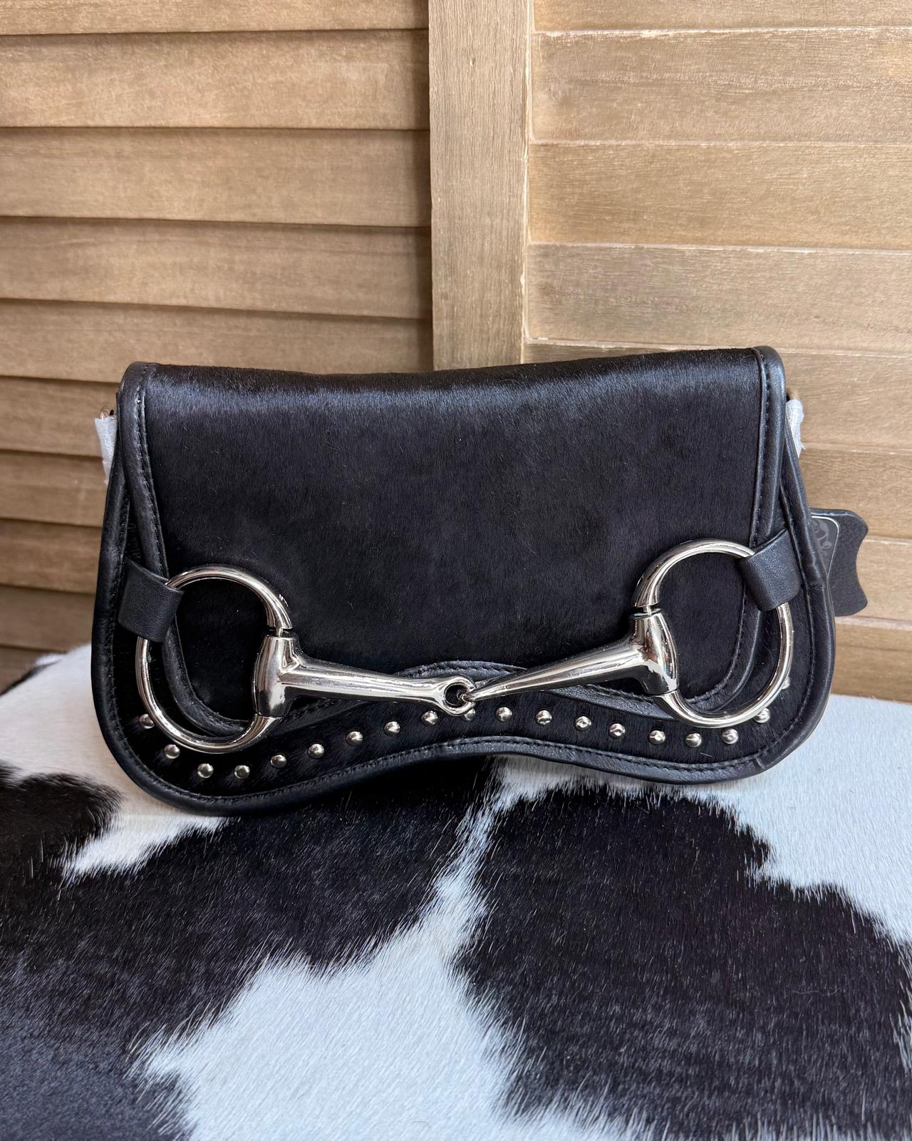 Saddle Horsebit Hair On Hide Crossbody