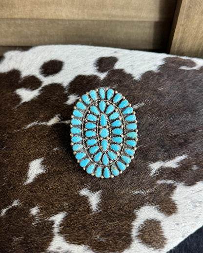 Kingman Turquoise Large Cluster Adj. Ring *Native