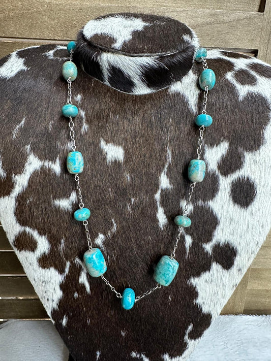 Tumbled Turquoise Bar & Link Necklace