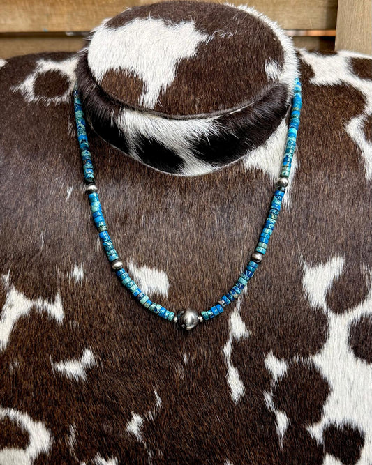 Denim Blue Turquoise & Pearl Stacker