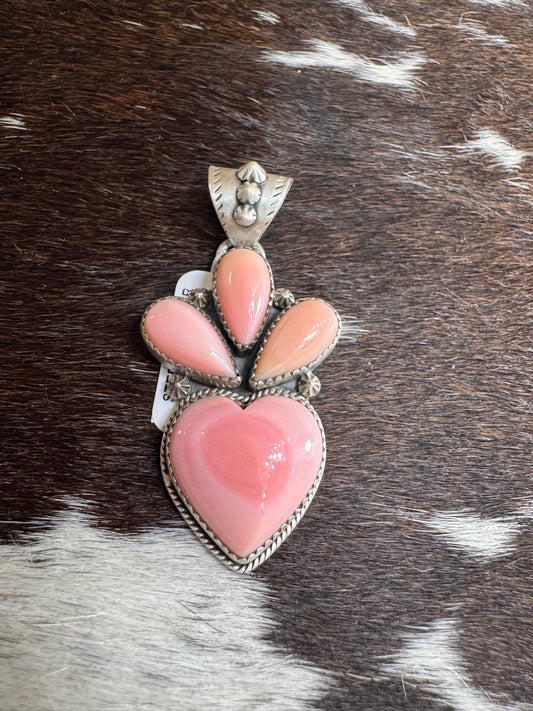 Pink Conch Heart Pendant