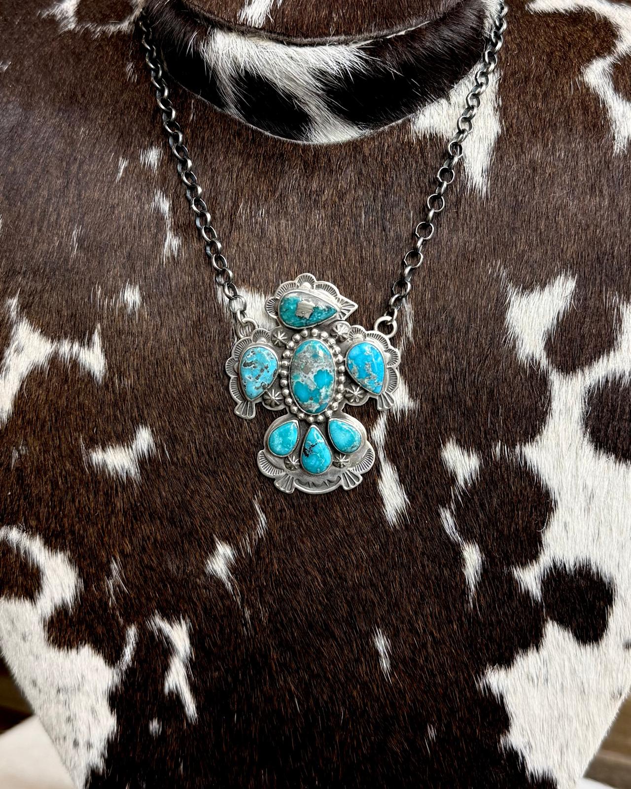 20" Thunderbird White Water Necklace *Native