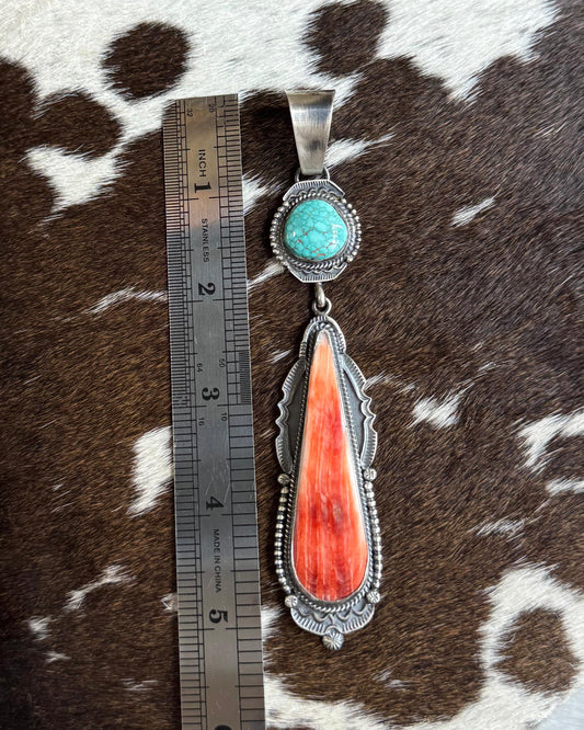 Spiny & Turquoise Long Pendant *Native