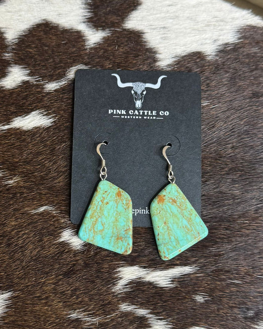 Green Turquoise Slab Earrings