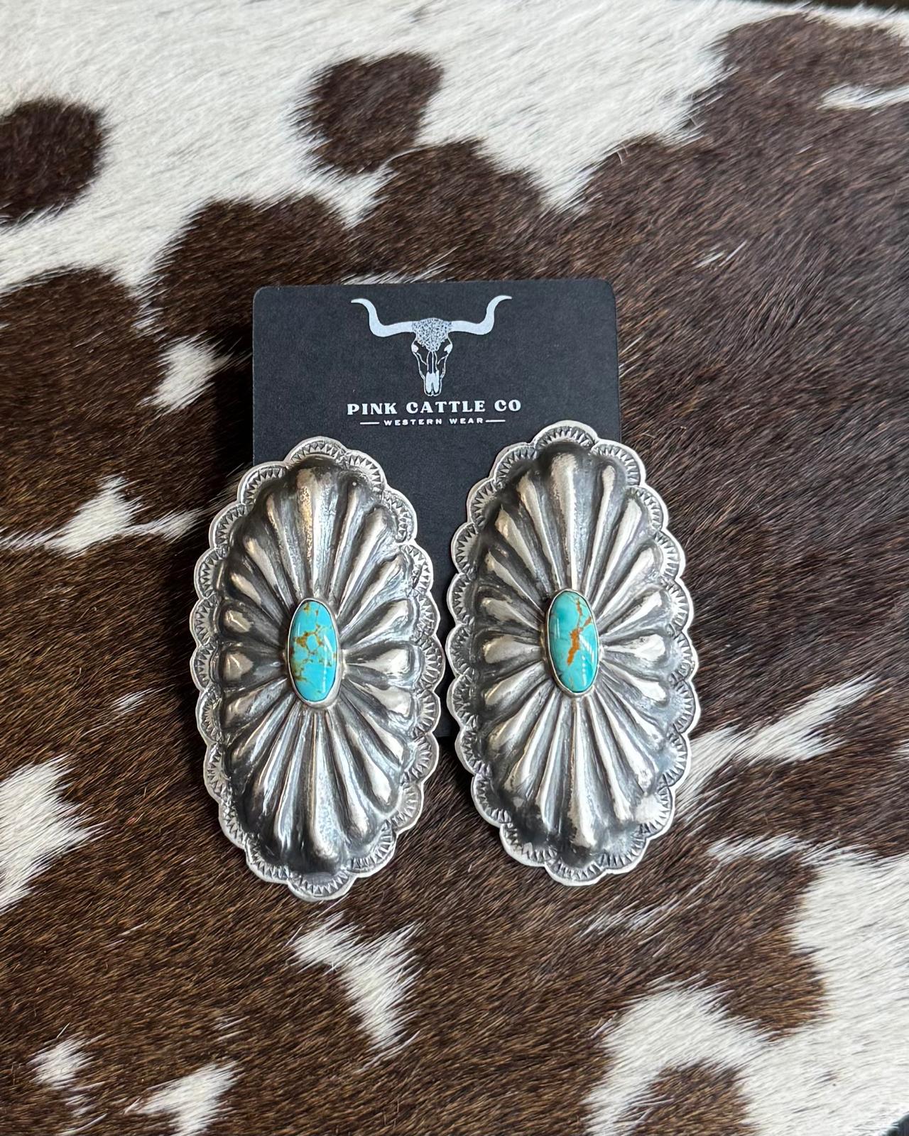 Rita Lee Webbed Kingman Concho Earrings *Native
